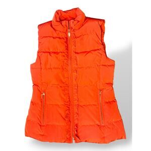 Talbots Orange Down Puffer Vest XS Ruffle Zip
